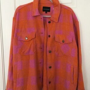 Velvet heart Pink and orange checkered Shacket